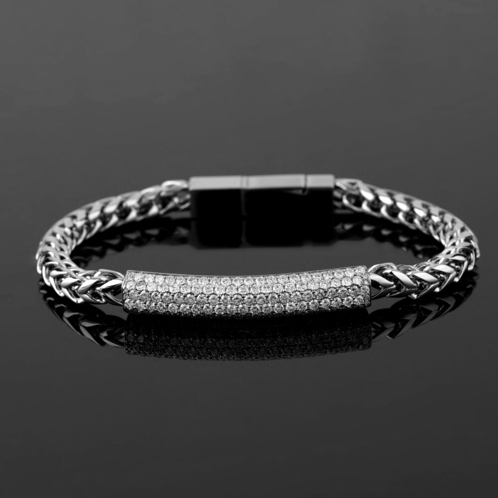 Hexagon Surgical Stainless steel Lab-Grown Diamond Bracelet